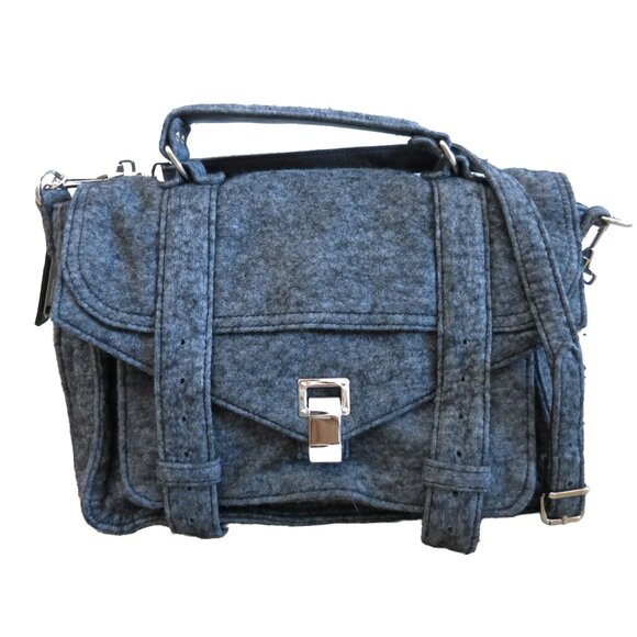 Proenza Schouler Handbags - PROENZA SCHOULER Gray PS1 Small Melange Felt Wool Crossbody Shoulder Satchel Bag